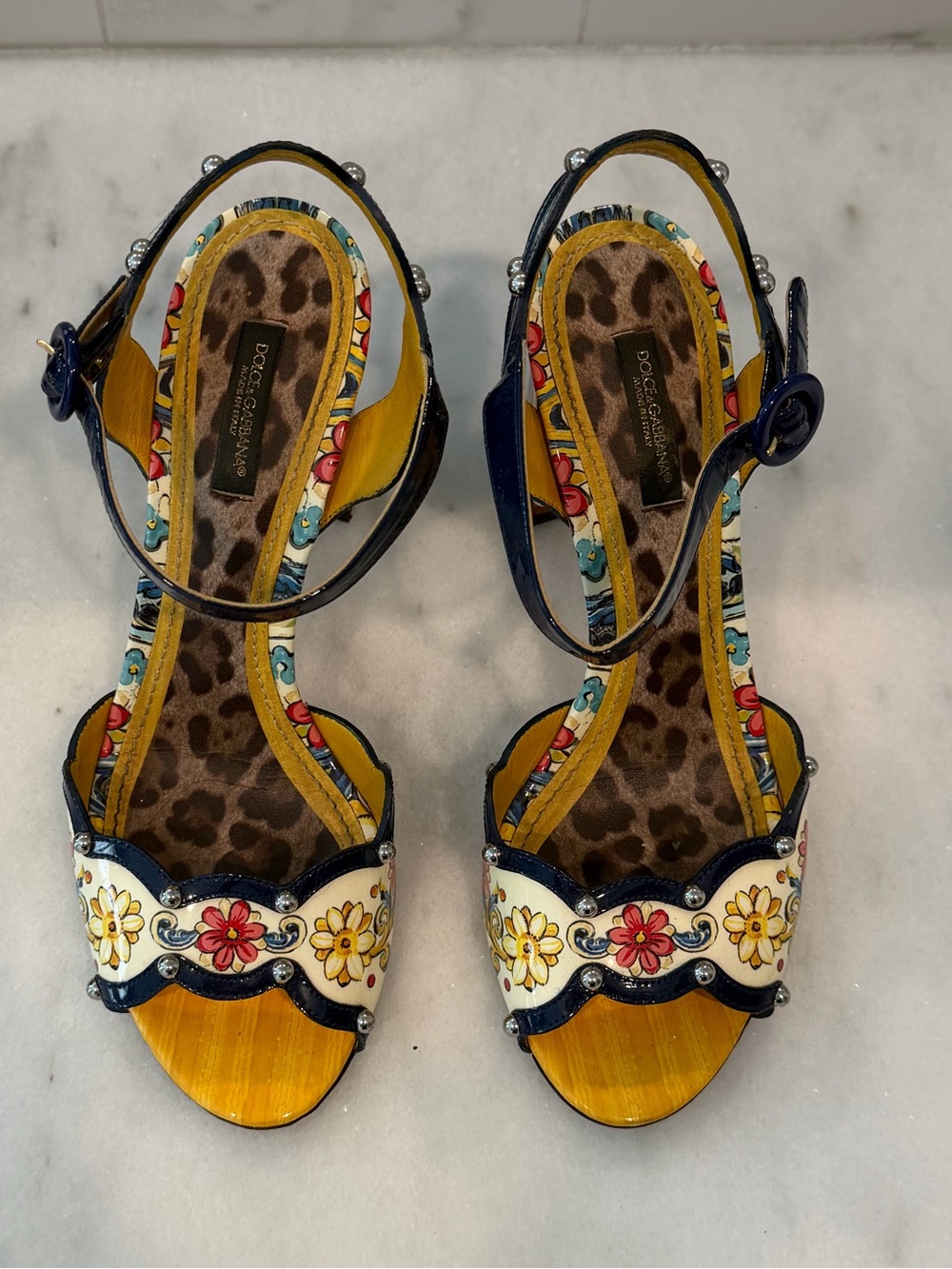 Dolce Gabbana Women’s Floral Yellow Open-Toe Sandals - Picture 2 of 7